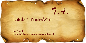 Takó András névjegykártya
